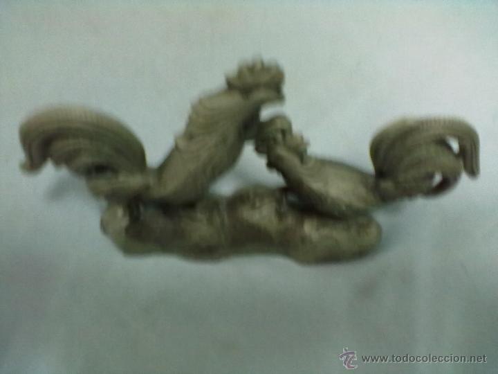 Antig&uuml;edades: BRONCE PLATEADO GALLOS DE PELEA PELEANDO - Foto 3