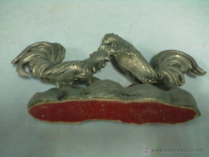Antig&uuml;edades: BRONCE PLATEADO GALLOS DE PELEA PELEANDO - Foto 4