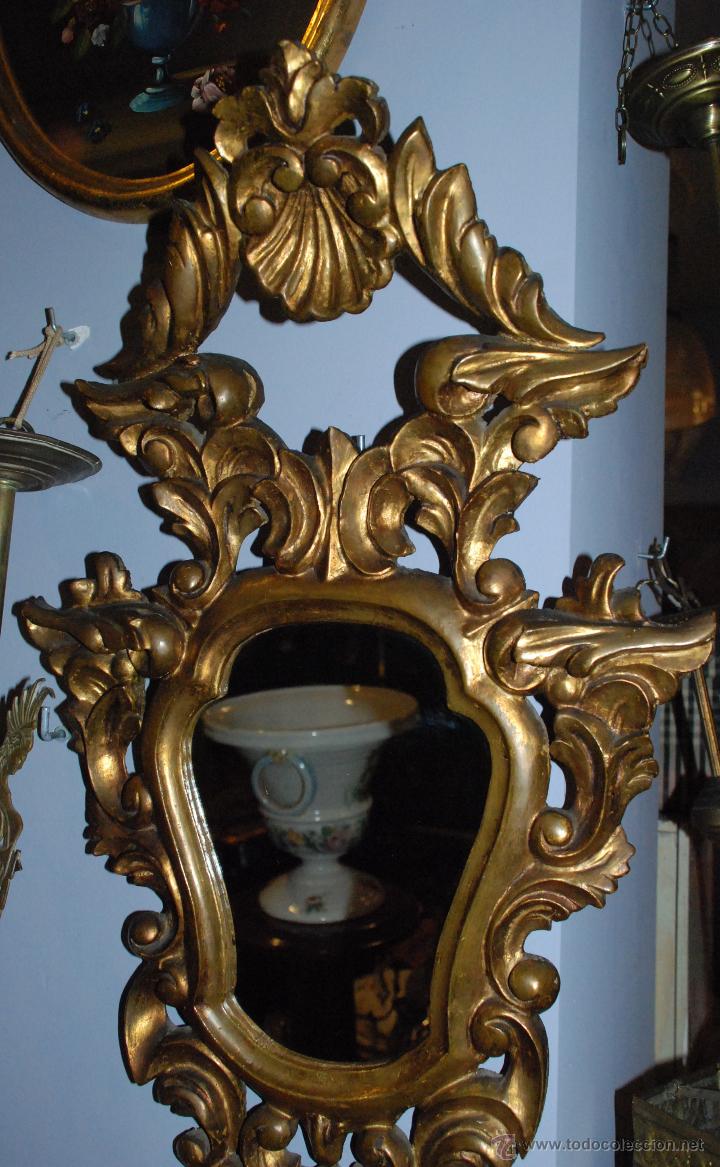 Antig&uuml;edades: ANTIGUA CORNUCOPIA TALLA MADERA CON ESPEJO - Foto 3