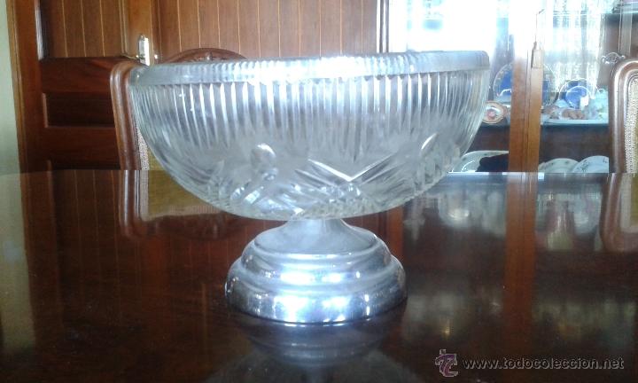 Antig&uuml;edades: ANTIGUO CENTRO DE CRISTAL CON BASE DE LATON - Foto 1