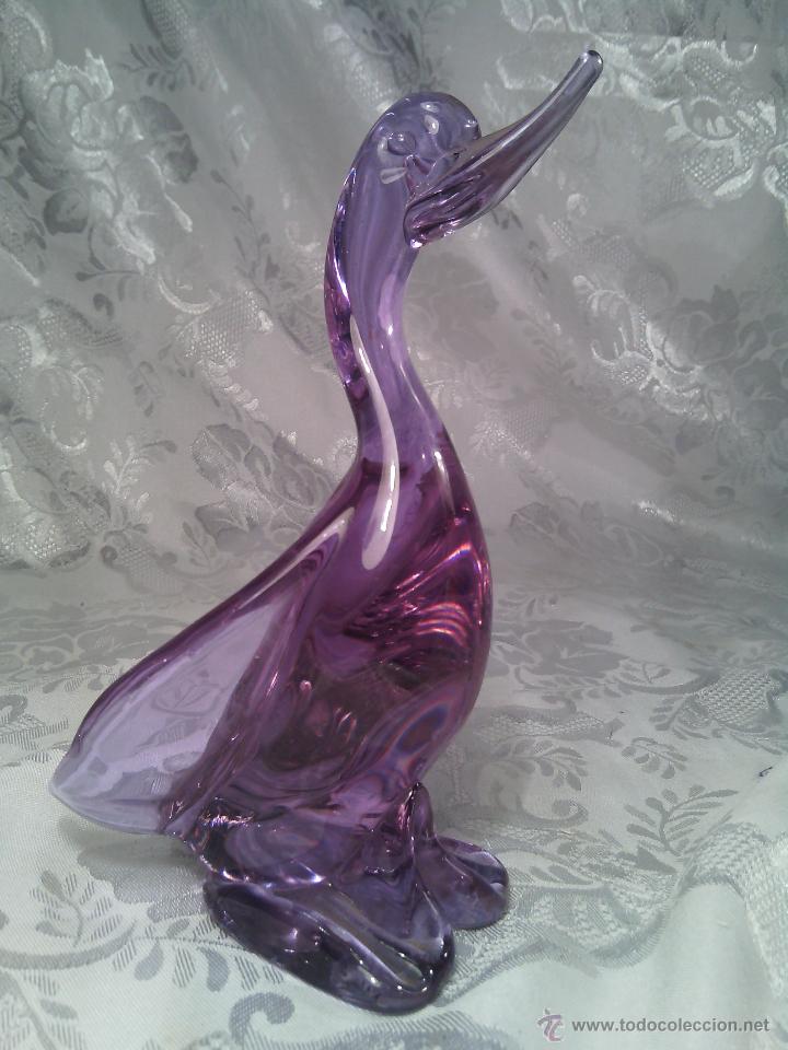 Antiquit&eacute;s: ARQUIMIDE SEGUSO. GANSO EN CRISTAL DE MURANO TONALIDAD LILA. ITALIA. A&Ntilde;OS 50.