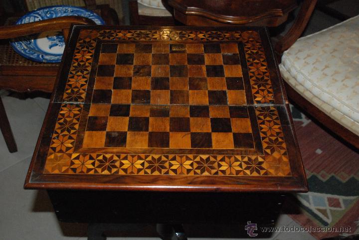 Antig&uuml;edades: PRECIOSA MESA DE JUEGO DE MARQUETER&Iacute;A - Foto 3