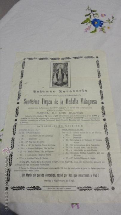 Oggetti Antichi: SOLEMNE NOVENARIO.SANTISIMA VIRGEN DE LA MEDALLA MILAGROSA.MERIDA.1969.