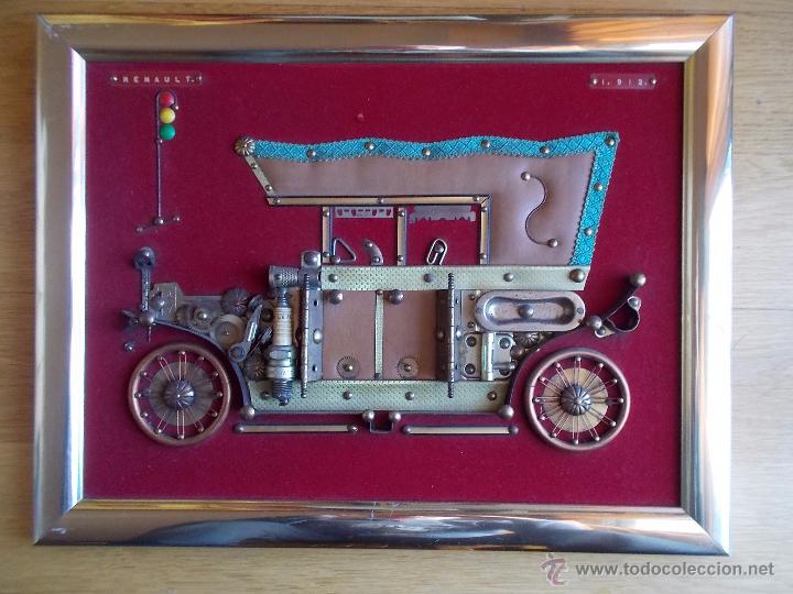 Antiques: CUADRO ANTIGUO DE COCHE RENAULT 1912 HECHO CON RECICLADOS METALICOS