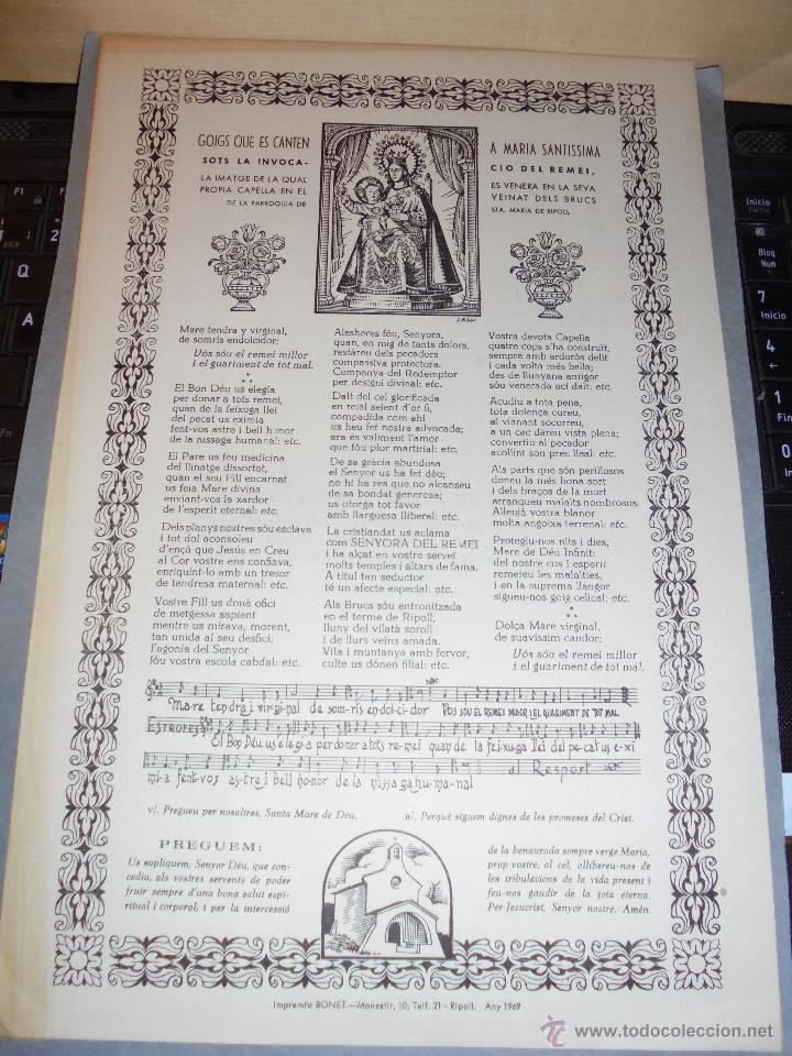 Antiques: RIPOLL - GOIGS QUE ES CANTEN A MARIA SANTISSIMA SOTS LA INVOCACIO DEL REMEI 1969 IMPR. BONET RIPOLL