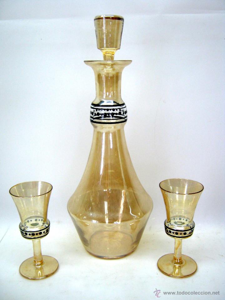 Antig&uuml;edades: Murano - antigua botella licorera + 2 copas - Foto 1
