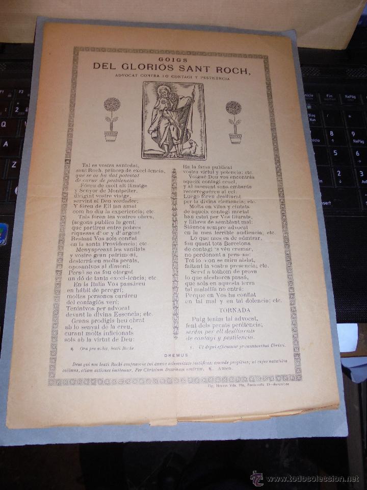 Oggetti Antichi: GOIGS DEL GLORIOS SANT ROCH ADVOCAT CONTRA LO CONTAGI Y PESTILENCIA TIPG. H. V. PLA BARCELONA