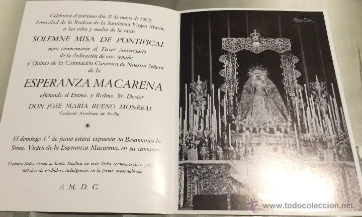 Antig&uuml;edades: Virgen Macarena de Sevilla. Programa de actos. Vintage, a&ntilde;o 1969. - Foto 1