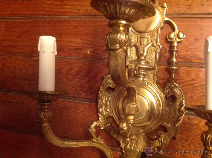 Antig&uuml;edades: aplique de bronce de tres luces (2) - Foto 4