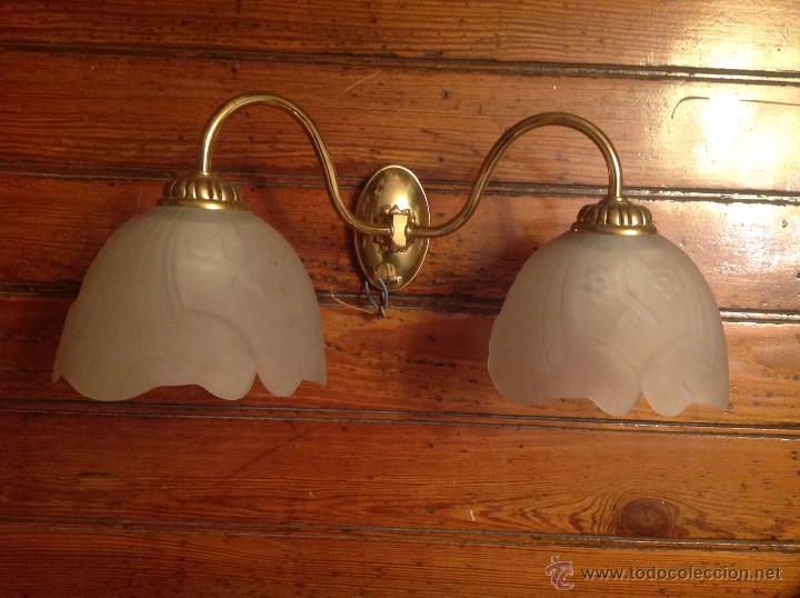 Antig&uuml;edades: aplique de dos luces con tulipas - Foto 6