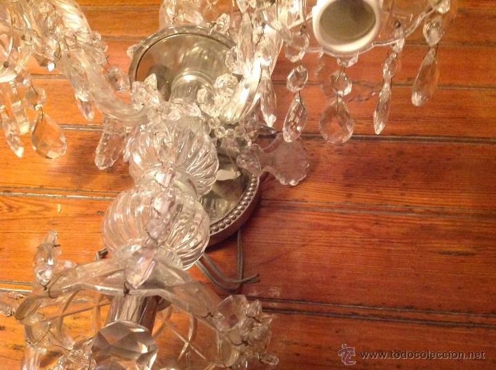 Antig&uuml;edades: aplique de dos luces de cristal con pinaculo (2) - Foto 7