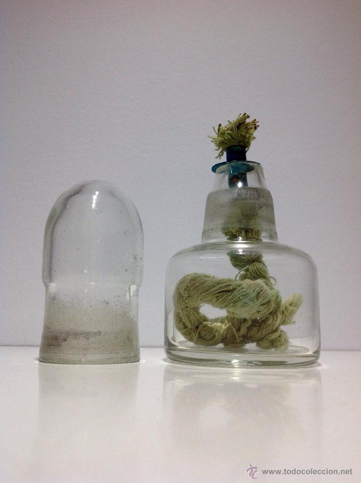 Antig&uuml;edades: ANTIGUO QUINQUE DE CRISTAL CON MECHA - Foto 3