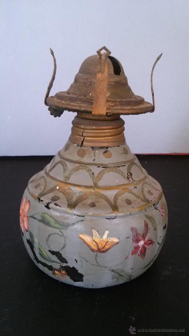 Antig&uuml;edades: Peque&ntilde;o quinqu&eacute; pintado a mano - Foto 3