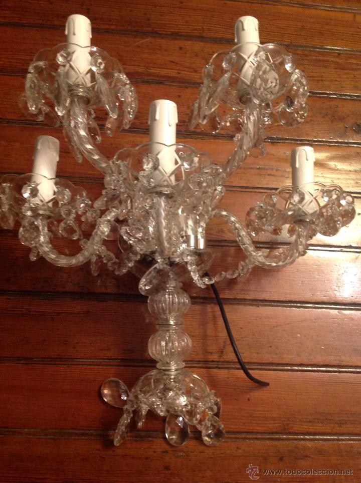 Antig&uuml;edades: gran aplique de cristal de cinco luces (2) - Foto 8