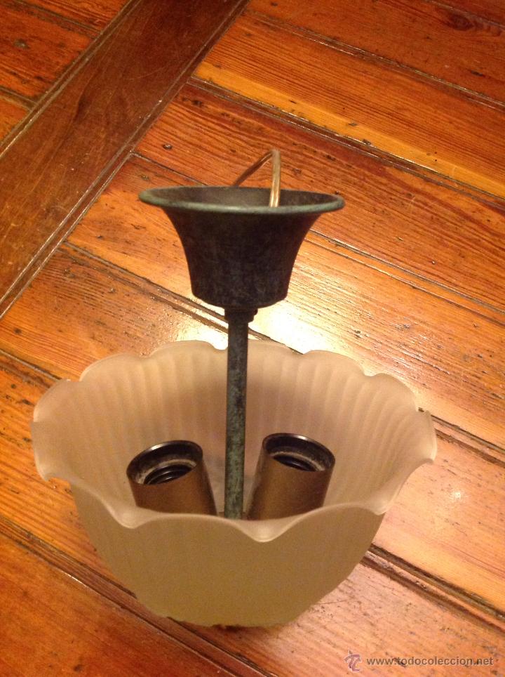 Antig&uuml;edades: LAMPARA FAROL CON TULIPA DOS LUCES - Foto 2