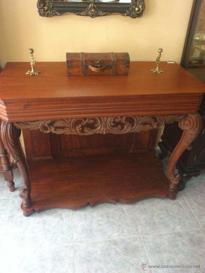 Antig&uuml;edades: ANTIGUA CONSOLA DE CAOBA - Foto 2
