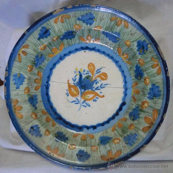 Antig&uuml;edades: ANTIGUO PLATO DE MANISES 30 CM LA&Ntilde;ADO - Foto 1