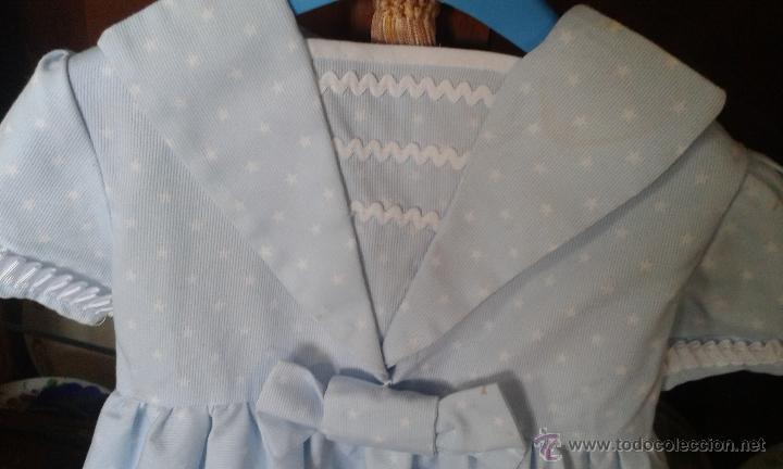 Antig&uuml;edades: VESTIDO DE NI&Ntilde;A DE PIQU&Eacute; CELESTE Y ESTRELLITAS BLANCAS. - Foto 5