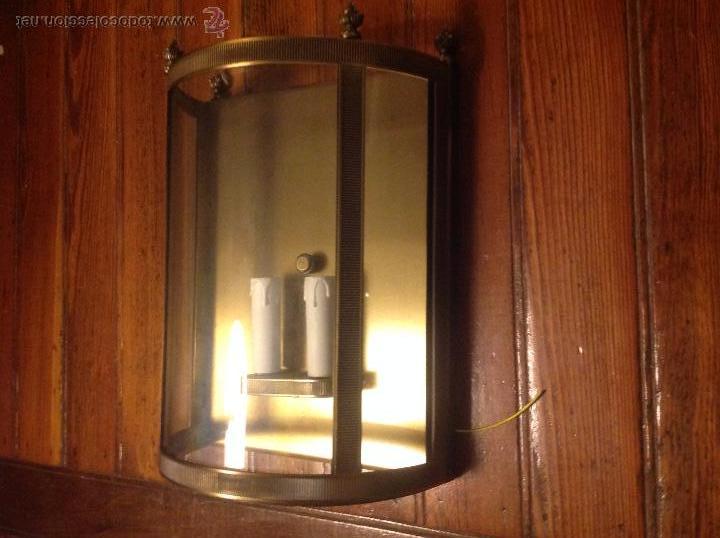 Antig&uuml;edades: APLIQUE DE CRISTAL Y BRONCE FAROL 2 - Foto 2