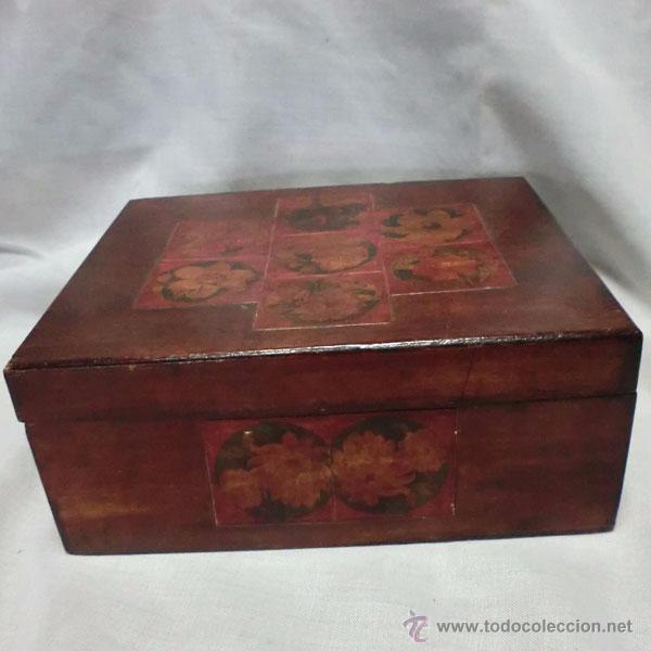 Antig&uuml;edades: PRECIOSA CAJA - JOYERO DE MADERA DECORADA - Foto 1
