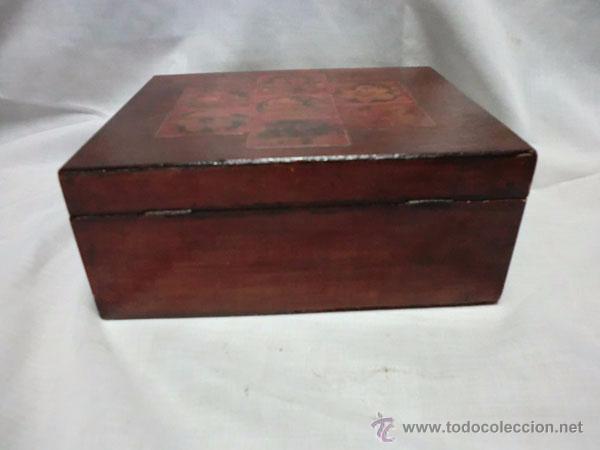 Antig&uuml;edades: PRECIOSA CAJA - JOYERO DE MADERA DECORADA - Foto 5