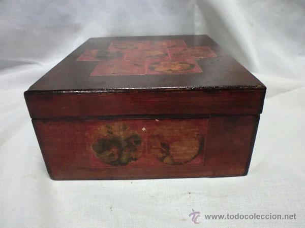 Antig&uuml;edades: PRECIOSA CAJA - JOYERO DE MADERA DECORADA - Foto 6