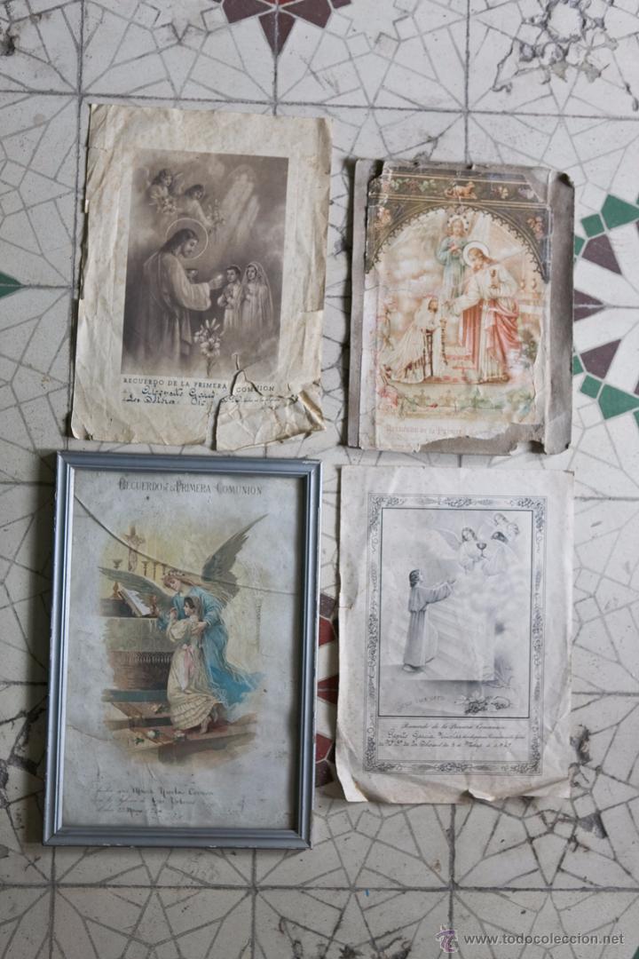 Antiquit&eacute;s: 4 RECORDATORIOS DE 1 COMUNI&Oacute;N DE 1910 A 1945. TAMA&Ntilde;O GRANDE.