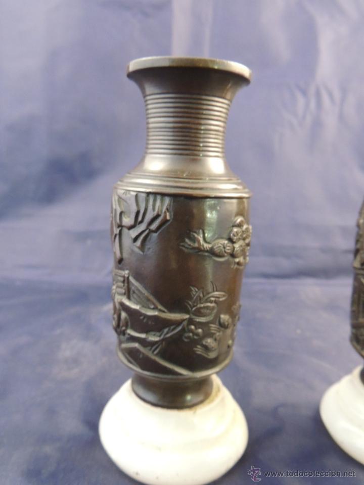 Antig&uuml;edades: PAREJA DE COPAS DE BRONCE CHINAS SOBRE BASE DE MARMOL - Foto 3