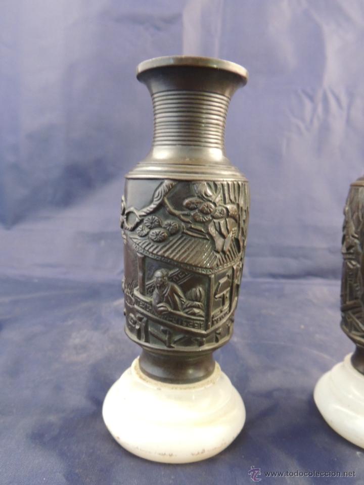 Antig&uuml;edades: PAREJA DE COPAS DE BRONCE CHINAS SOBRE BASE DE MARMOL - Foto 5