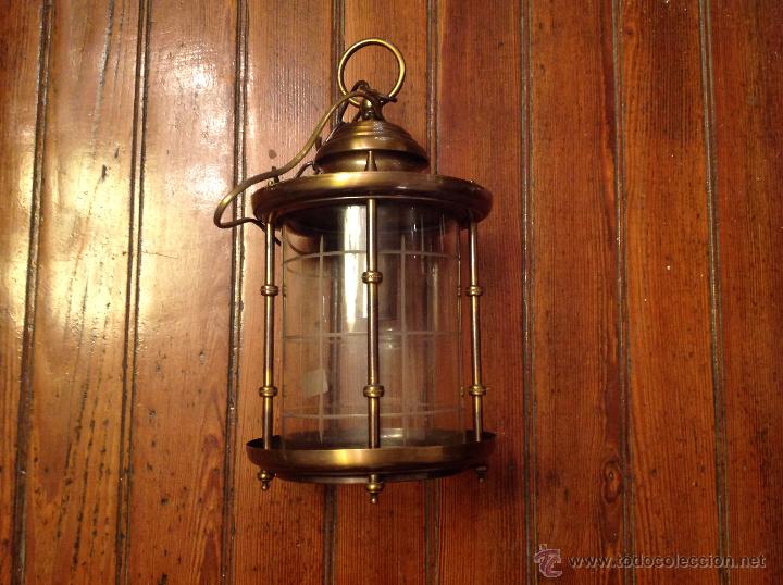 Antig&uuml;edades: FAROL DE TECHO LAMPARA CRISTAL CURVO - Foto 1