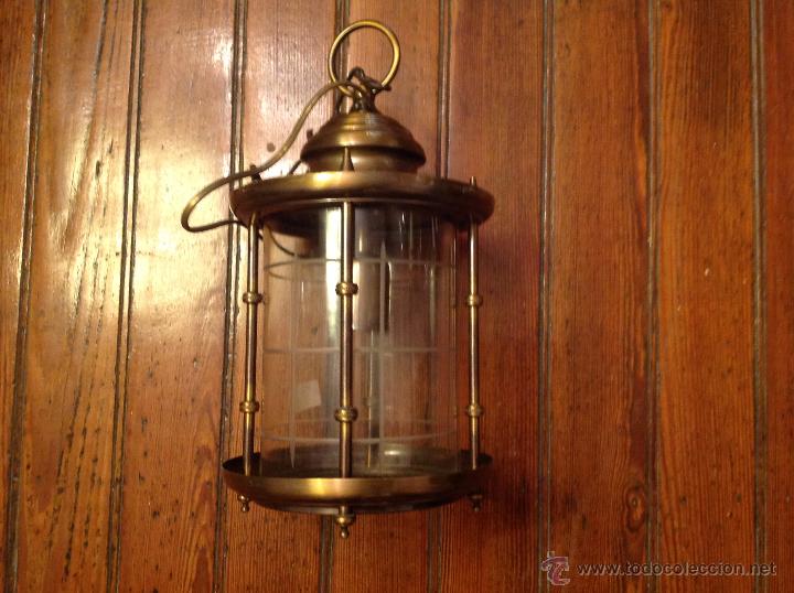 Antig&uuml;edades: FAROL DE TECHO LAMPARA CRISTAL CURVO - Foto 2