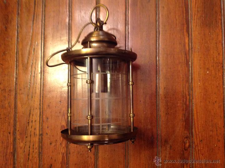 Antig&uuml;edades: FAROL DE TECHO LAMPARA CRISTAL CURVO - Foto 3