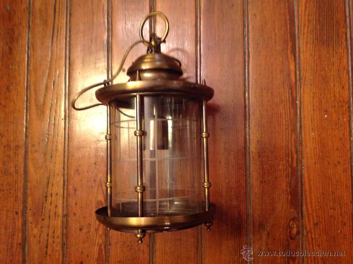 Antig&uuml;edades: FAROL DE TECHO LAMPARA CRISTAL CURVO - Foto 4