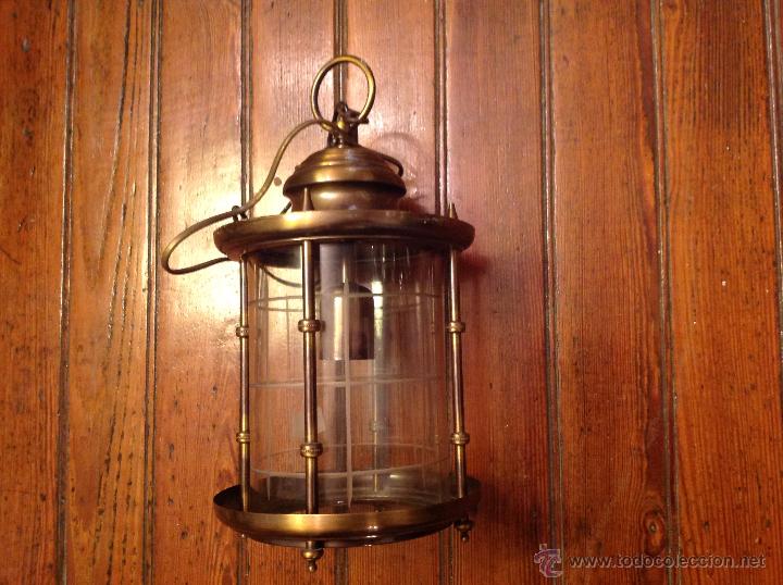 Antig&uuml;edades: FAROL DE TECHO LAMPARA CRISTAL CURVO - Foto 5