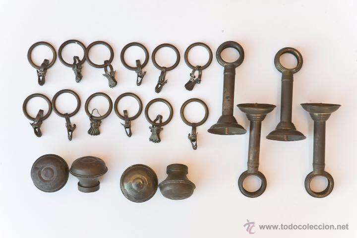 Antiquit&eacute;s: LOTE ANILLAS, COLGADORES Y POMOS CORTINA BRONCEPRINCIPIOS DEL S XX