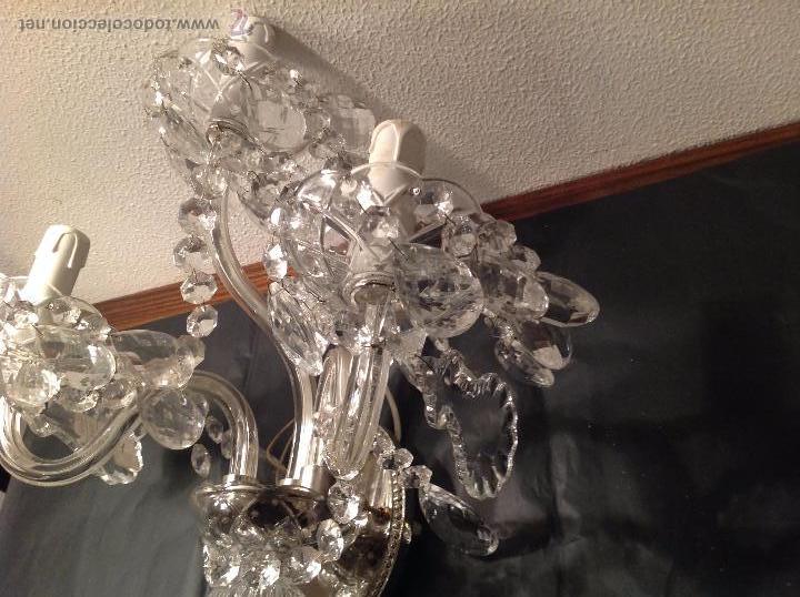 Antig&uuml;edades: APLIQUE DE TRES LUCES DE CRISTAL - Foto 2