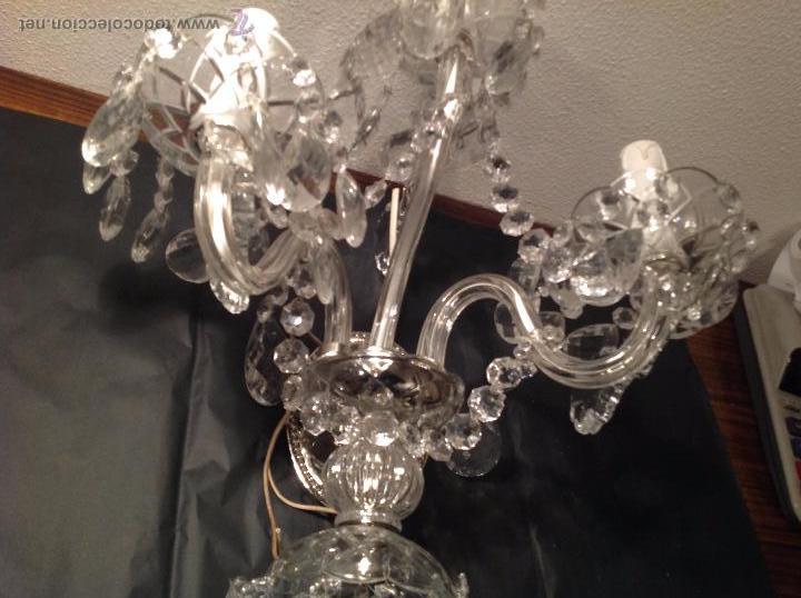 Antig&uuml;edades: APLIQUE DE TRES LUCES DE CRISTAL - Foto 3