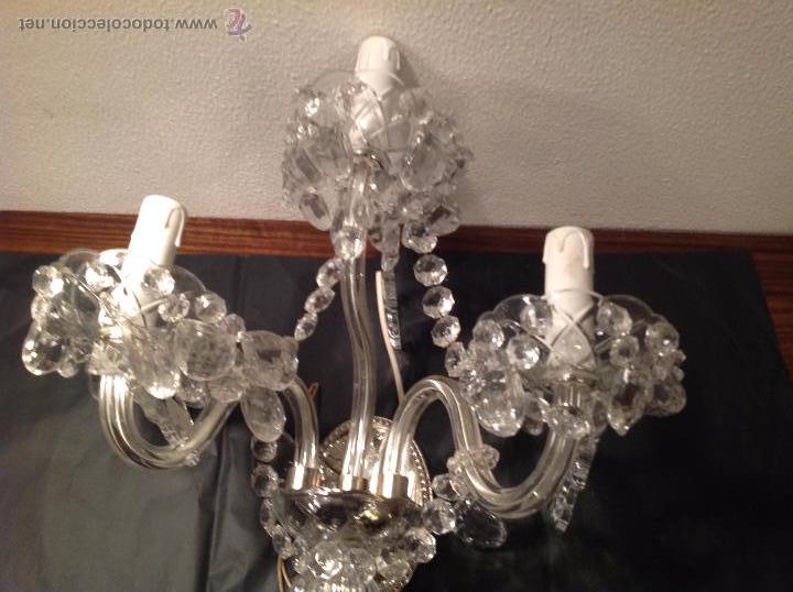 Antig&uuml;edades: APLIQUE DE TRES LUCES DE CRISTAL - Foto 4