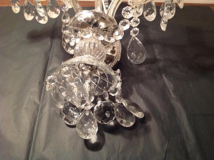Antig&uuml;edades: APLIQUE DE TRES LUCES DE CRISTAL - Foto 5
