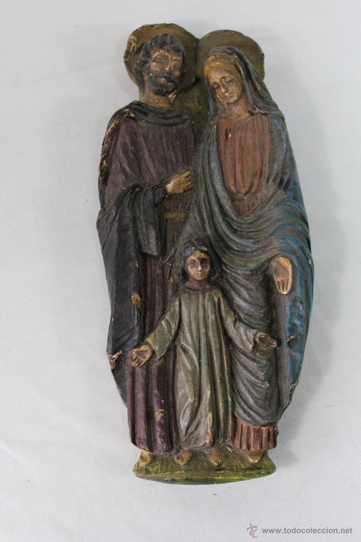 Antiques: ni&ntilde;o jesus, la virgen maria y san jose en ESCAYOLA