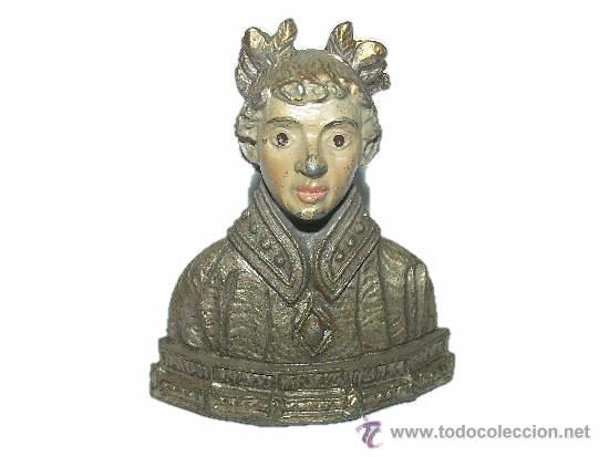 Antig&uuml;edades: ANTIGUO Y PEQUE&Ntilde;O BUSTO POLICROMADO. - Foto 1