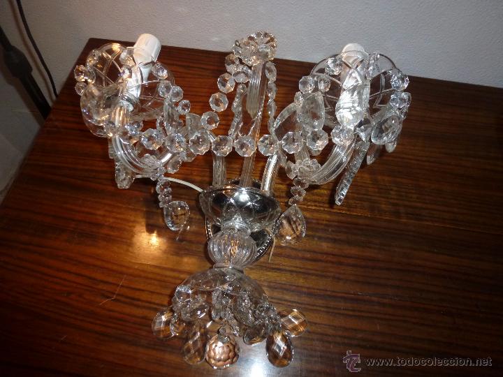 Antig&uuml;edades: APLIQUE DE DOS LUCES DE CRISTAL - Foto 8