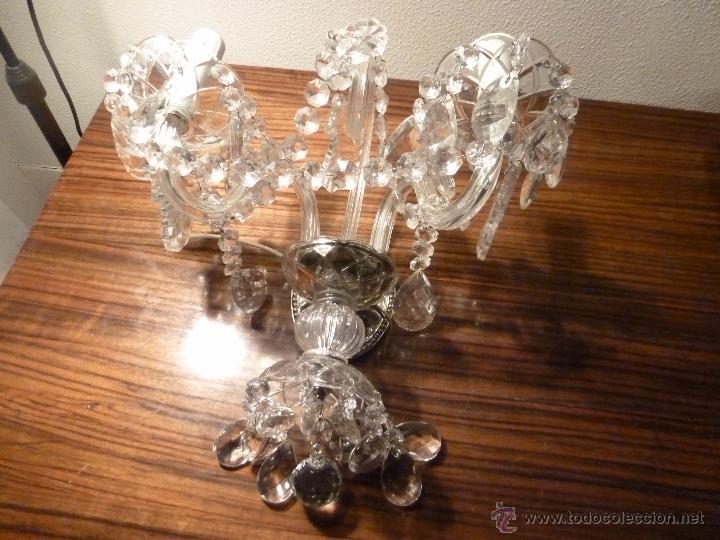 Antig&uuml;edades: APLIQUE DE DOS LUCES DE CRISTAL - Foto 9