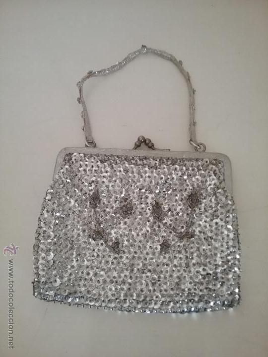 bolso de fiesta con pedrería en plata - Comprar Bolsos Antiguos en