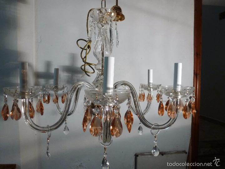 Antig&uuml;edades: LAMPARA DE CRISTAL CON PRISMAS DE COLOR - Foto 1