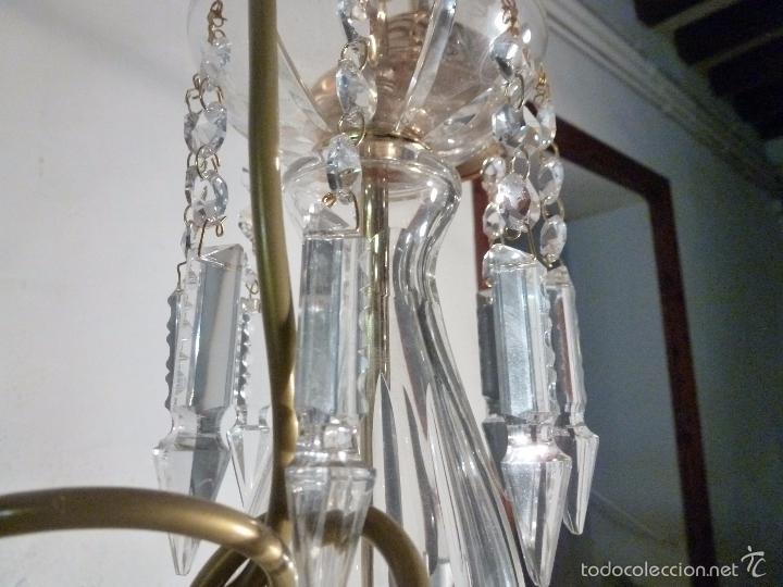 Antig&uuml;edades: LAMPARA DE CRISTAL CON PRISMAS DE COLOR - Foto 2
