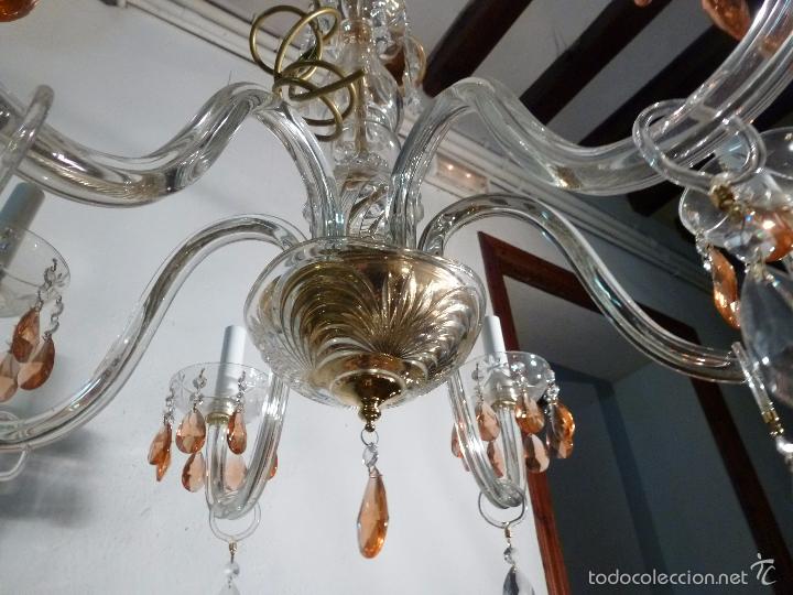 Antig&uuml;edades: LAMPARA DE CRISTAL CON PRISMAS DE COLOR - Foto 4