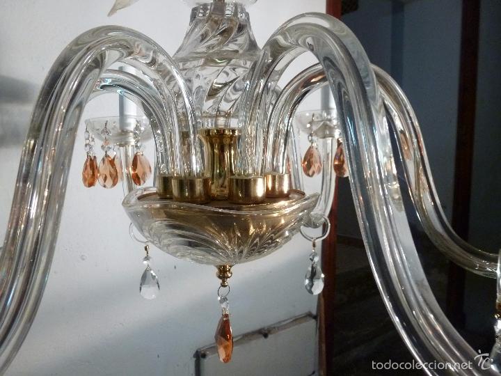 Antig&uuml;edades: LAMPARA DE CRISTAL CON PRISMAS DE COLOR - Foto 6