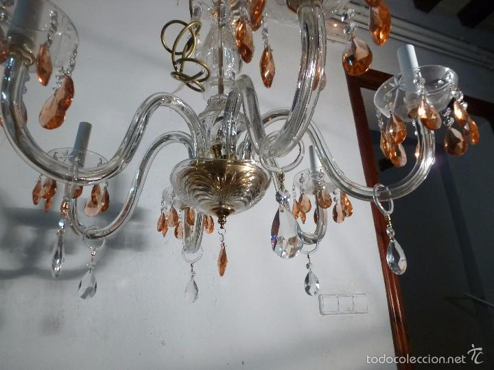 Antig&uuml;edades: LAMPARA DE CRISTAL CON PRISMAS DE COLOR - Foto 8