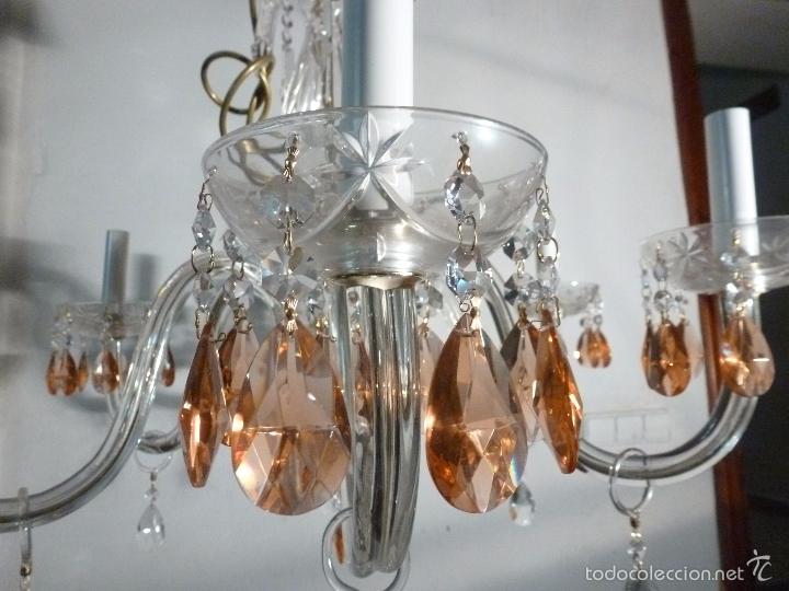 Antig&uuml;edades: LAMPARA DE CRISTAL CON PRISMAS DE COLOR - Foto 9